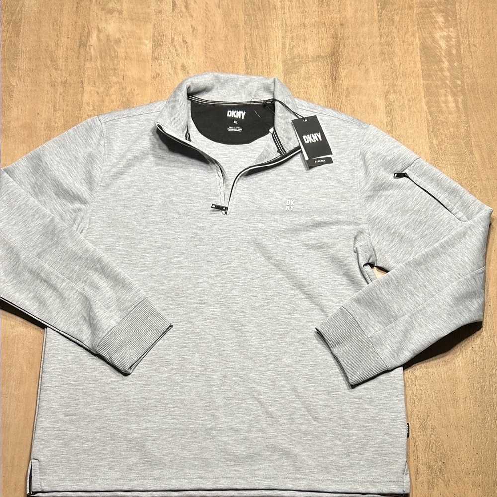 DKNY Light Gray Quarter-Zip Sweatshirt